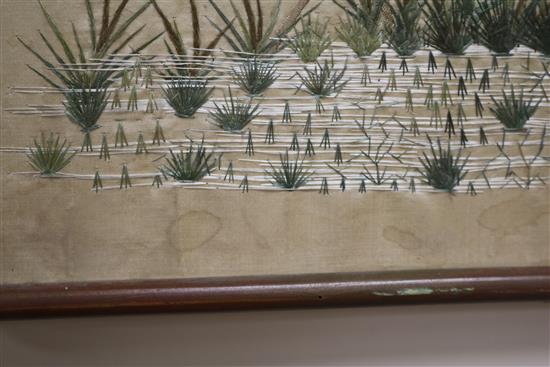 A pair of Chinese silkwork panels 107 x 29cm